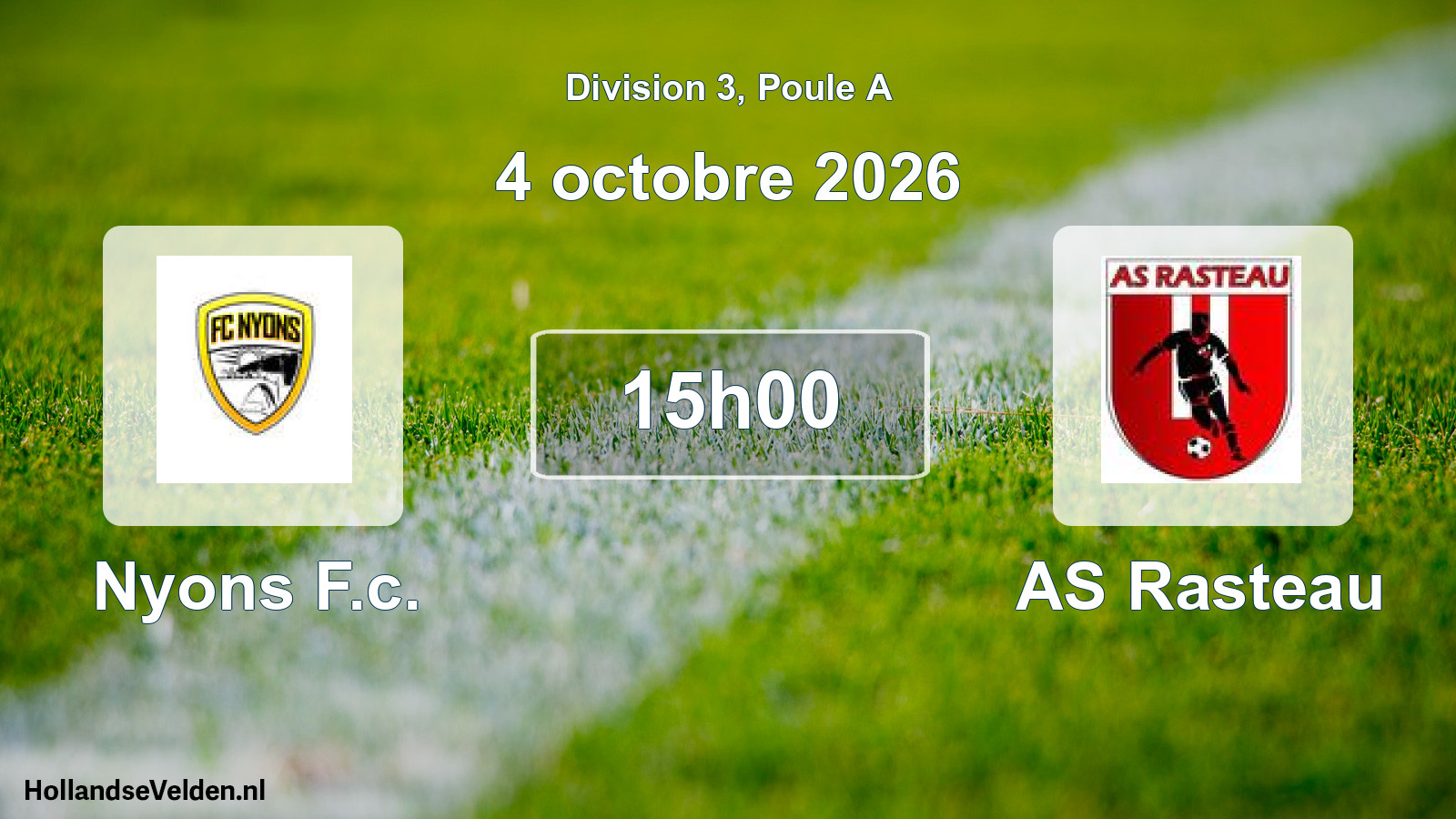 Match programmé: Nyons F.c. - AS Rasteau (4 octobre 2026)
