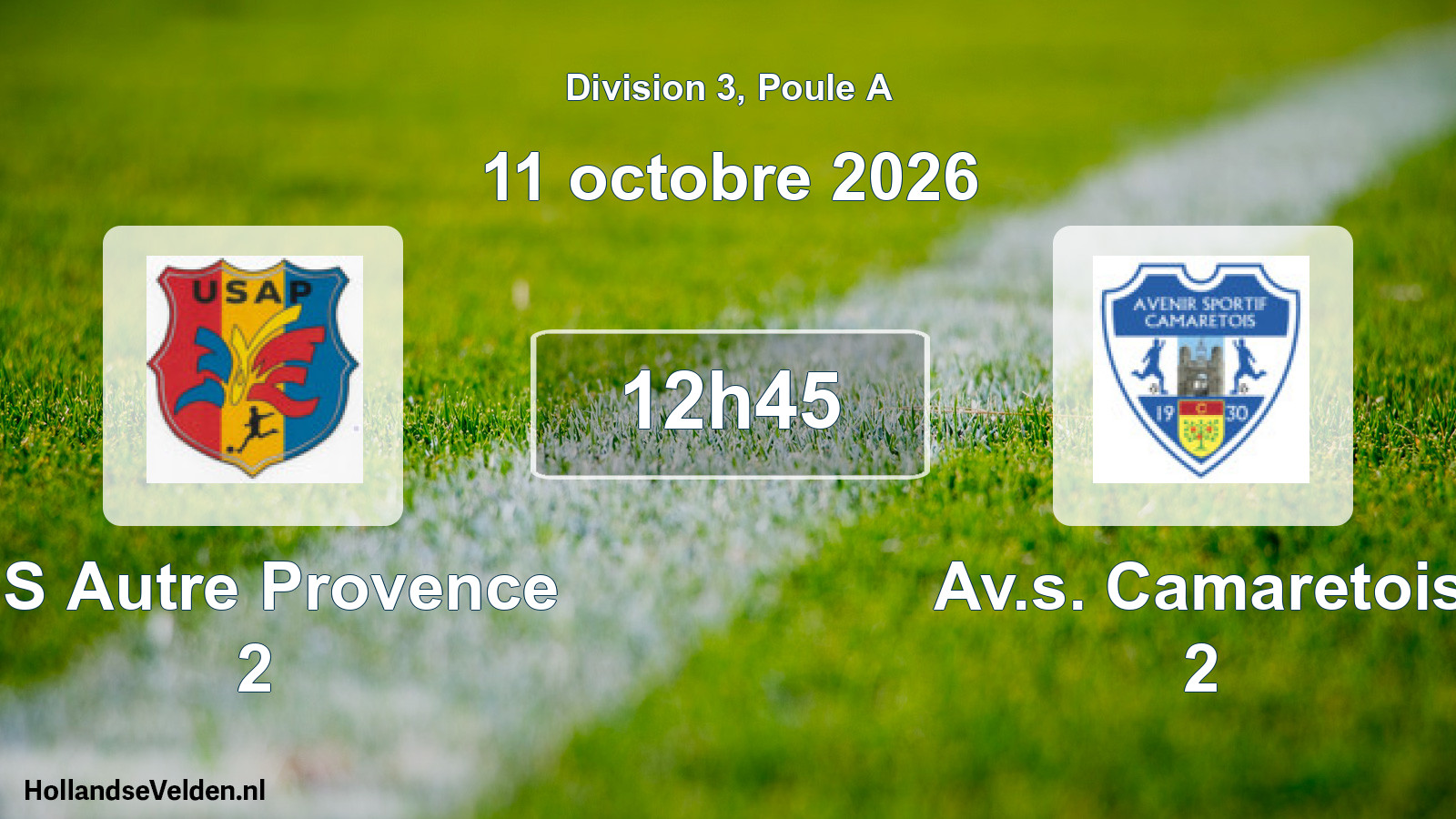 Match programmé: US Autre Provence 2 - Av.s. Camaretois 2 (11 octobre 2026)