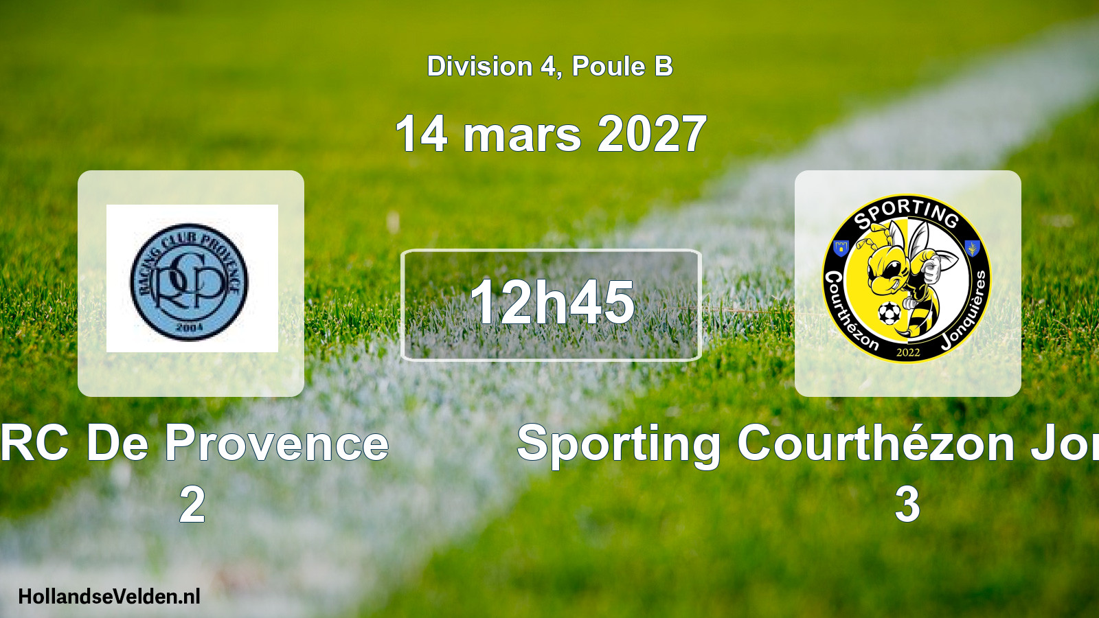 Scheduled Match: RC De Provence 2 - Sporting Courthézon Jonquières 3 (14 March 2027)