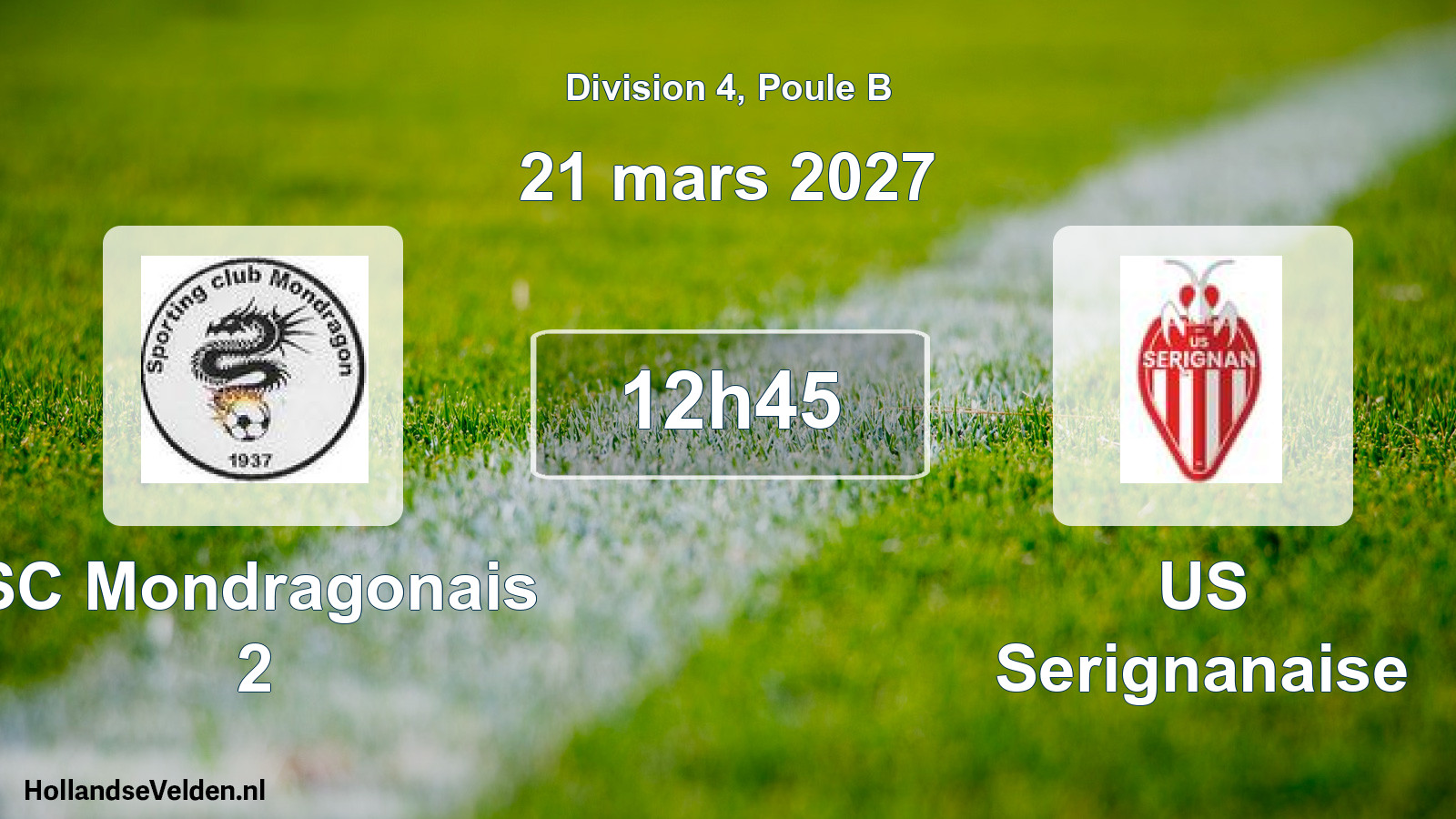 Match programmé: SC Mondragonais 2 - US Serignanaise (21 mars 2027)