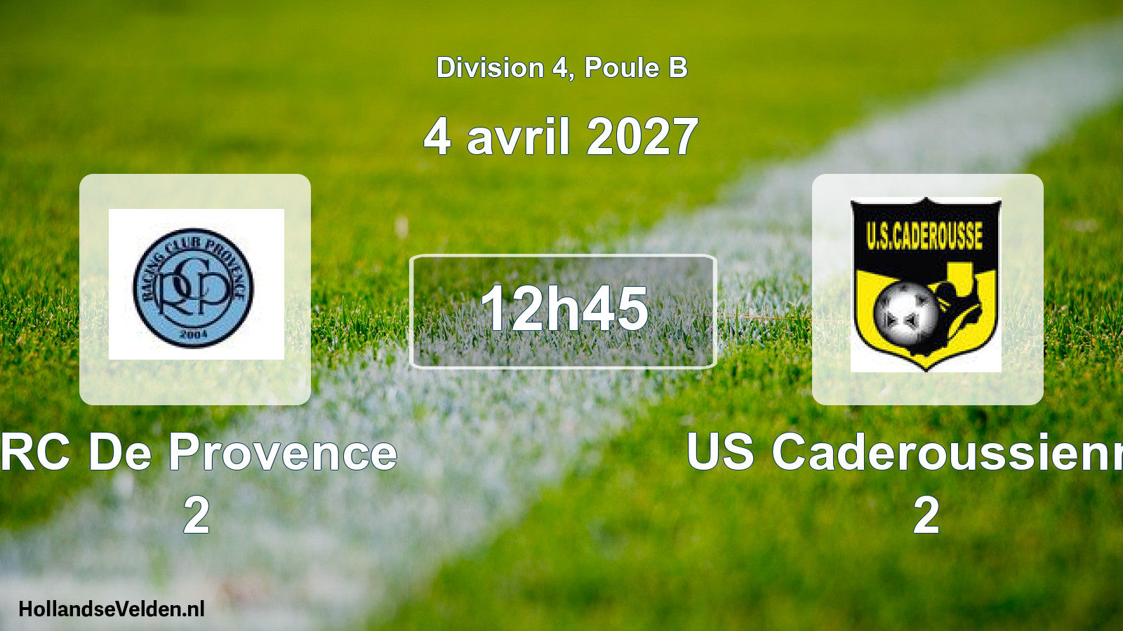 Match programmé: RC De Provence 2 - US Caderoussienne 2 (4 avril 2027)