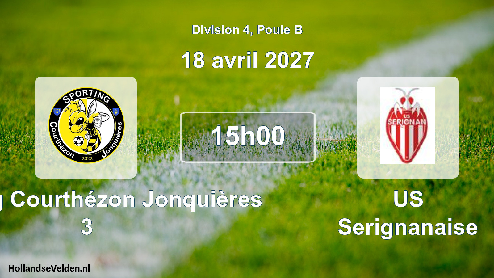 Scheduled Match: Sporting Courthézon Jonquières 3 - US Serignanaise (18 April 2027)