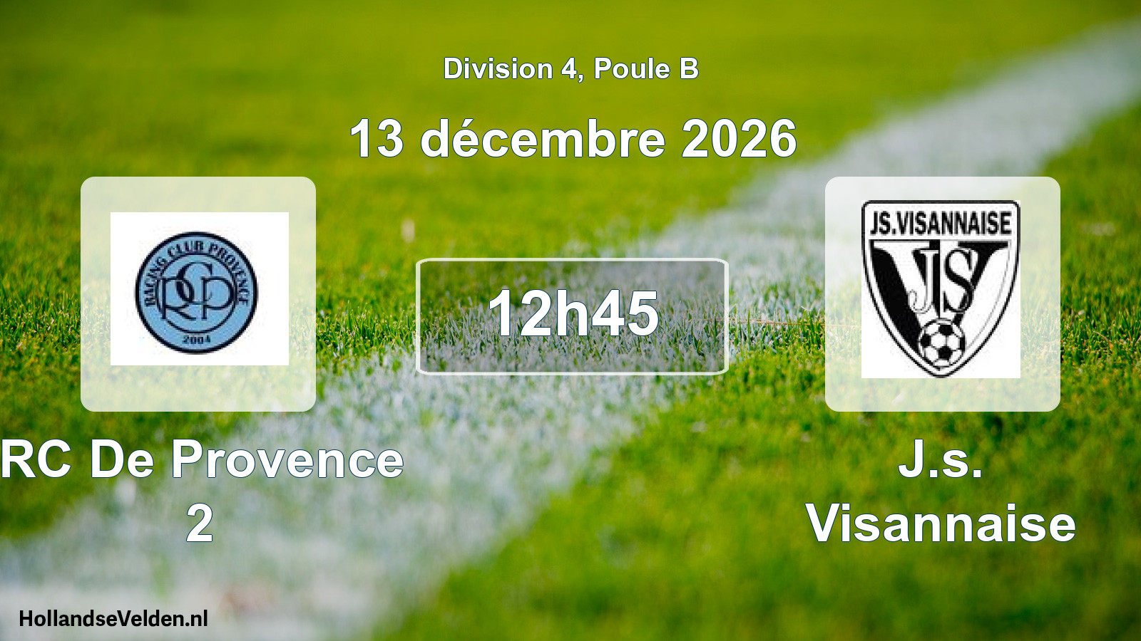Match programmé: RC De Provence 2 - J.s. Visannaise (13 décembre 2026)