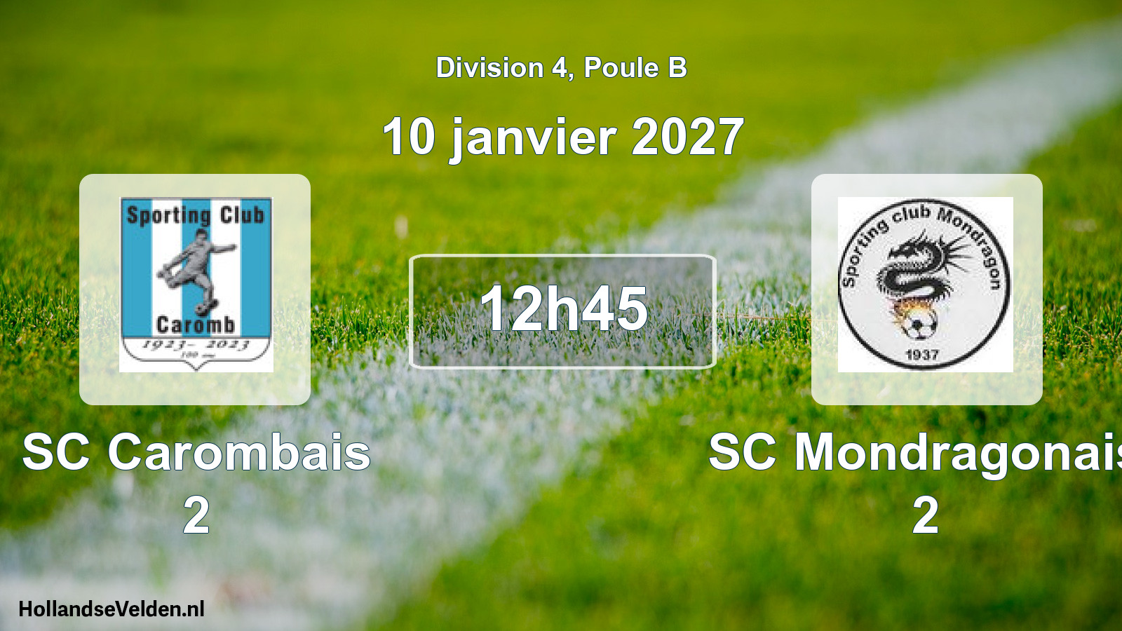 Match programmé: SC Carombais 2 - SC Mondragonais 2 (10 janvier 2027)