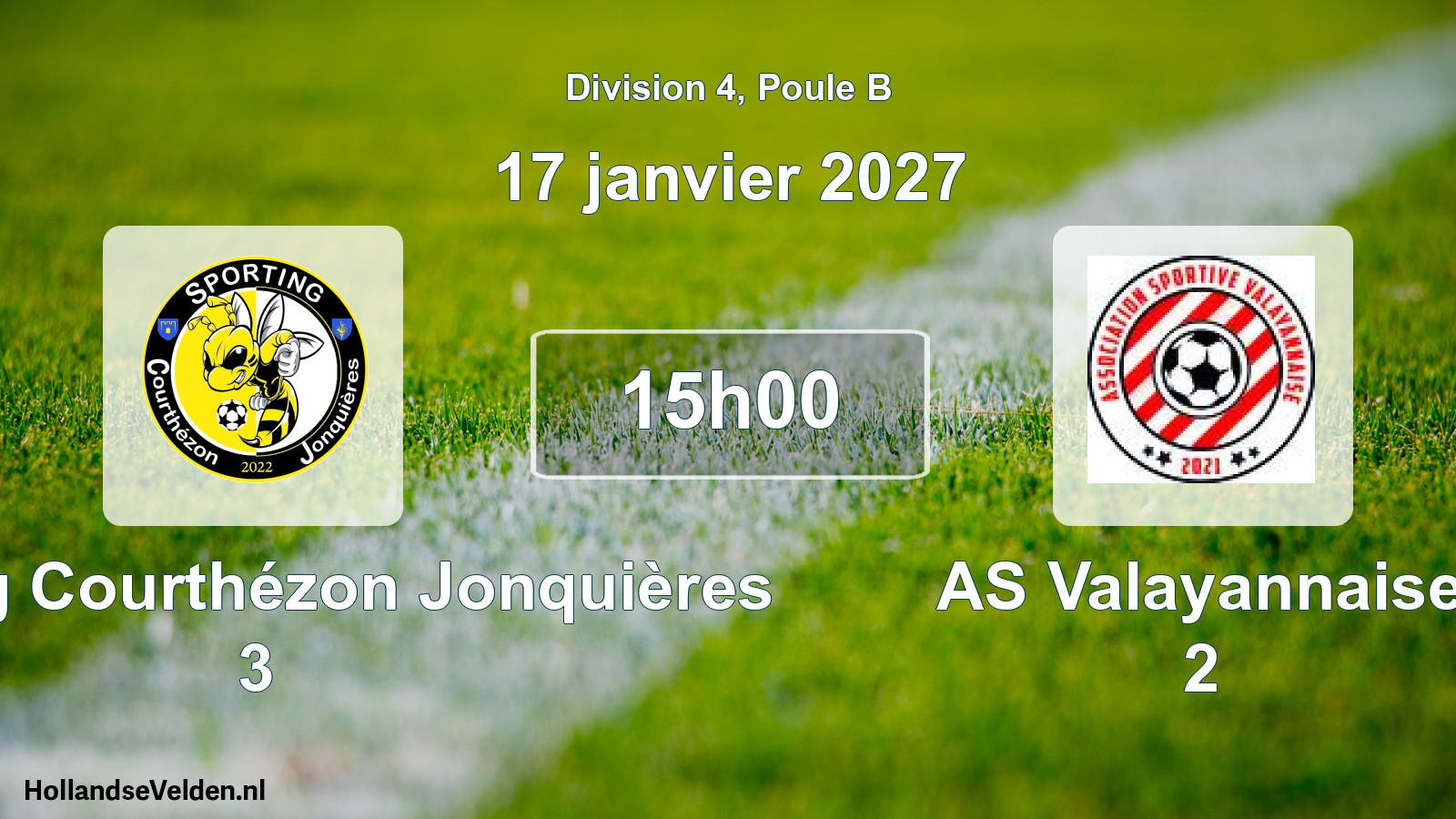 Match programmé: Sporting Courthézon Jonquières 3 - AS Valayannaise 2 (17 janvier 2027)