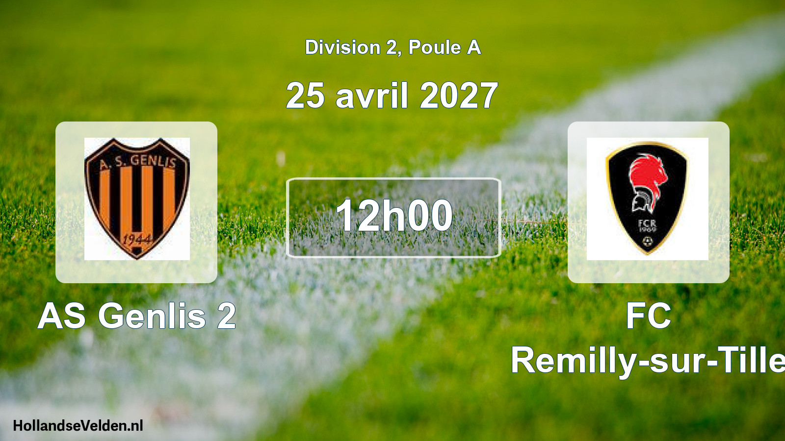 Match programmé: AS Genlis 2 - FC Remilly-sur-Tille (25 avril 2027)