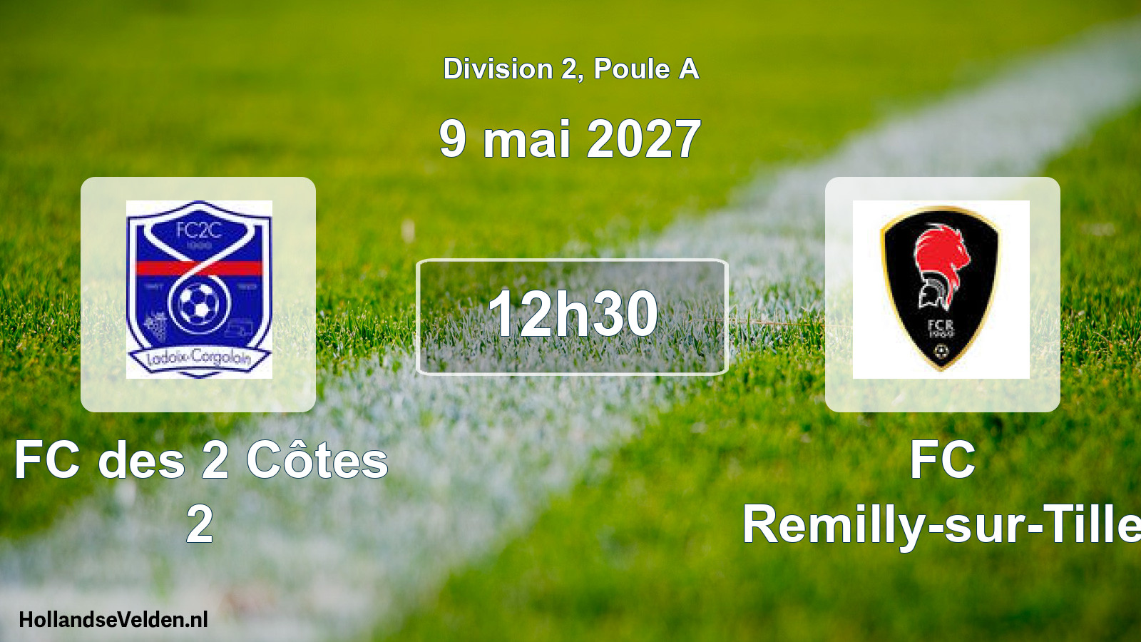 Match programmé: FC des 2 Côtes 2 - FC Remilly-sur-Tille (9 mai 2027)
