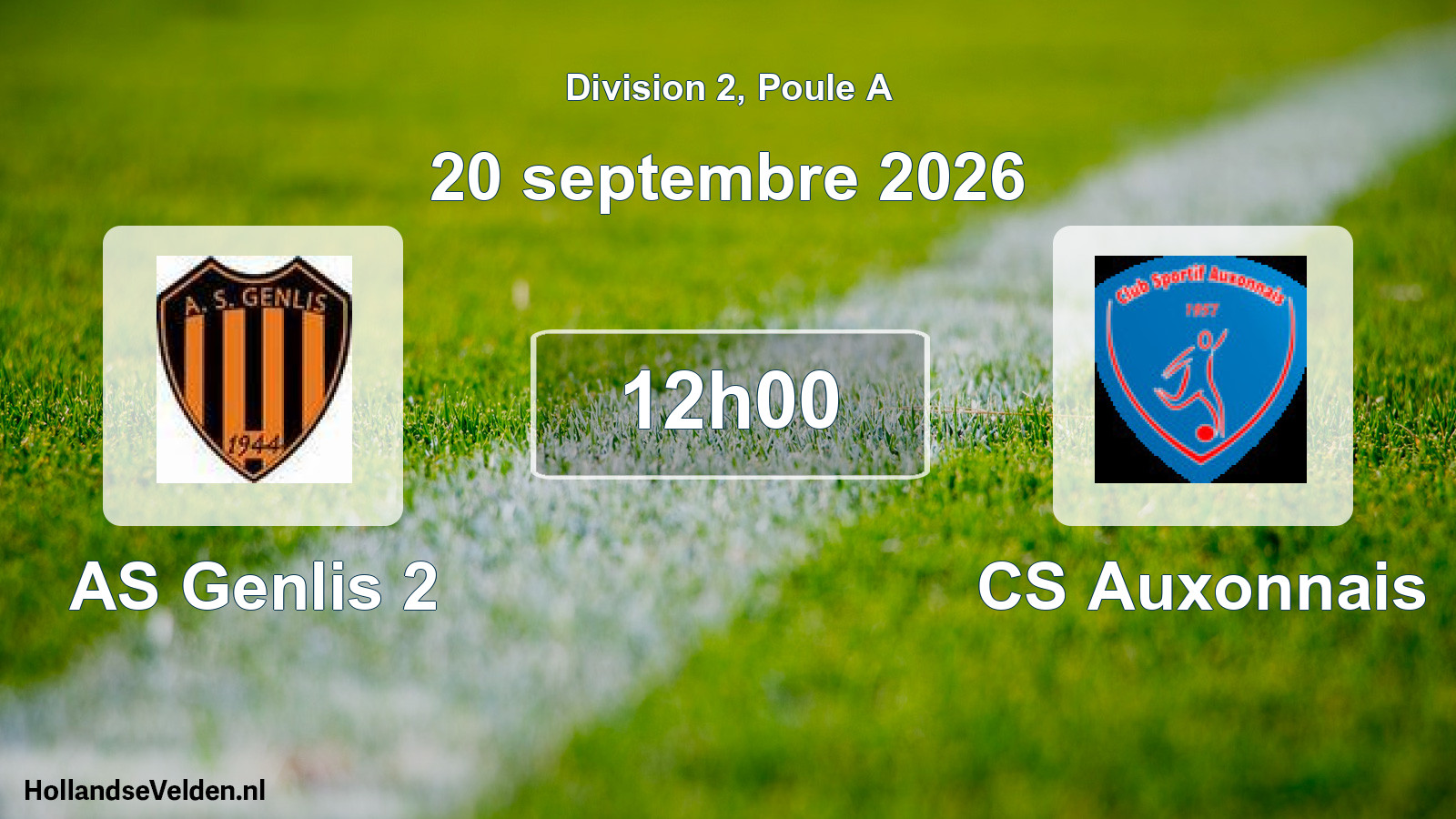 Match programmé: AS Genlis 2 - CS Auxonnais (20 septembre 2026)