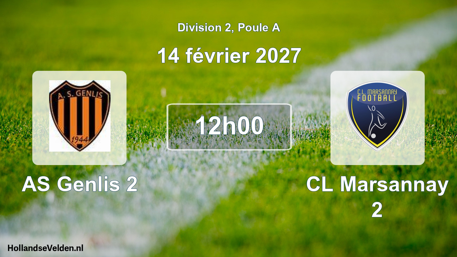Scheduled Match: AS Genlis 2 - CL Marsannay 2 (14 February 2027)