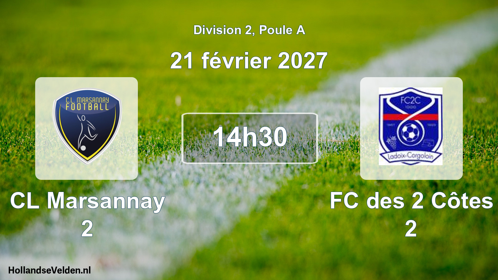Match programmé: CL Marsannay 2 - FC des 2 Côtes 2 (21 février 2027)
