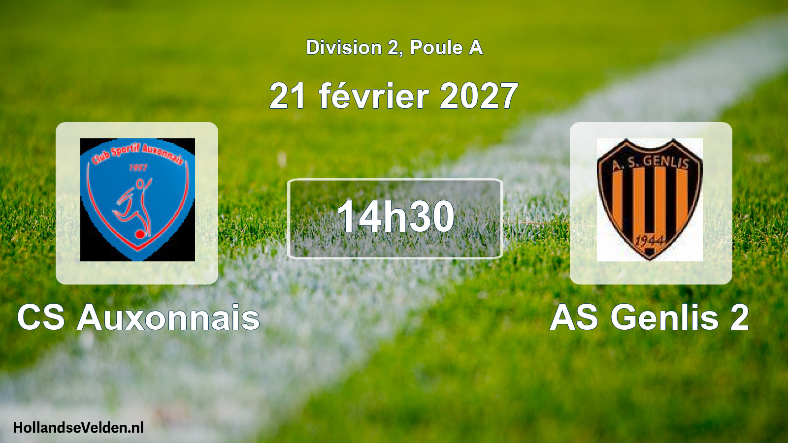 Match programmé: CS Auxonnais - AS Genlis 2 (21 février 2027)