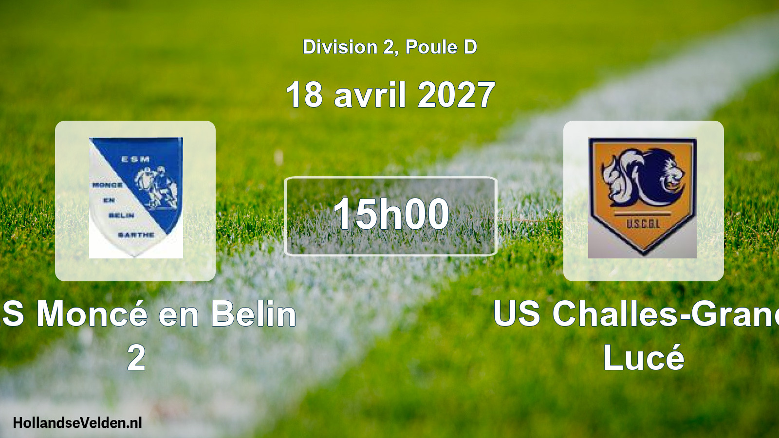 Match programmé: ES Moncé en Belin 2 - US Challes-Grand Lucé (18 avril 2027)