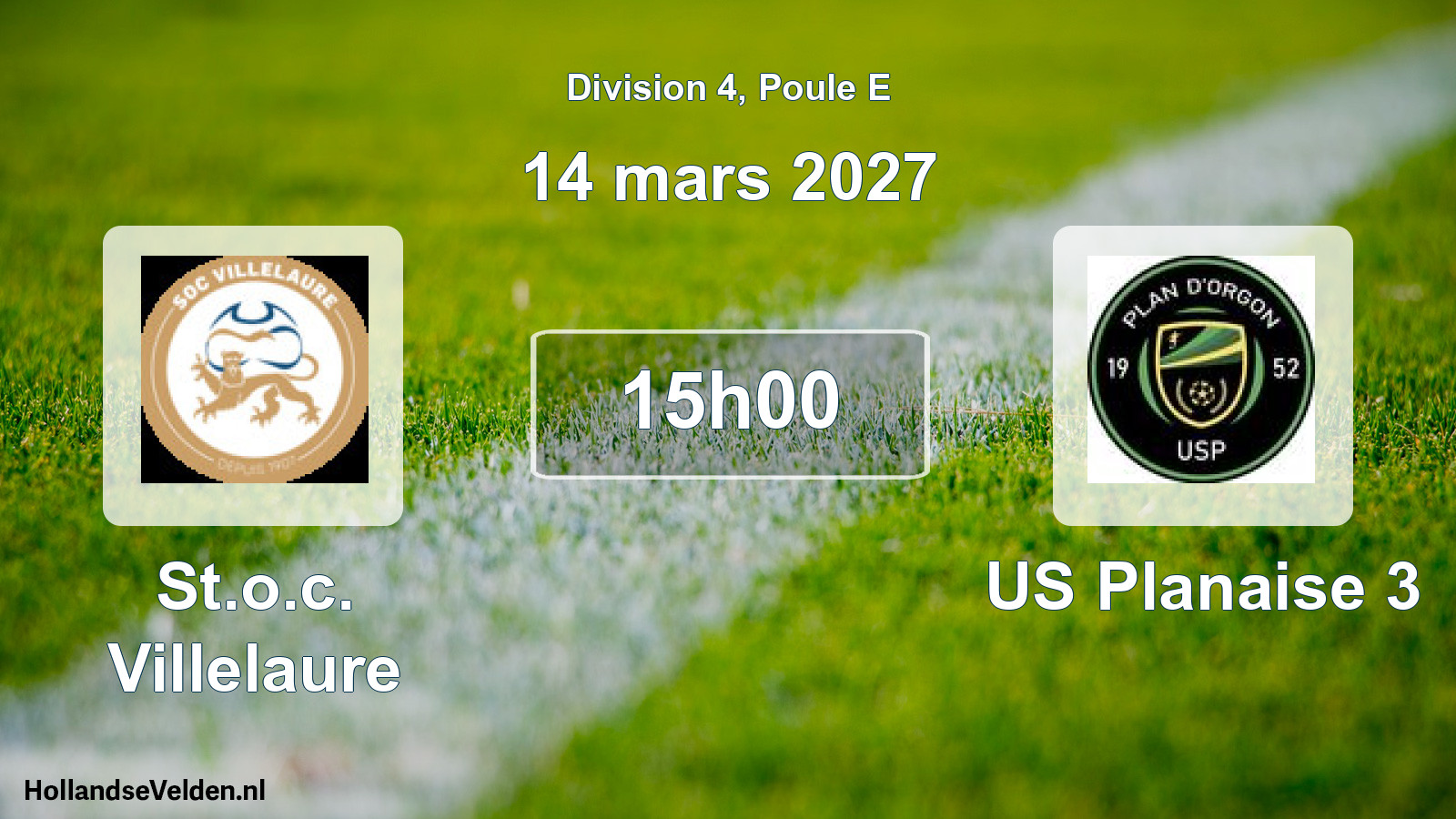 Match programmé: St.o.c. Villelaure - US Planaise 3 (14 mars 2027)