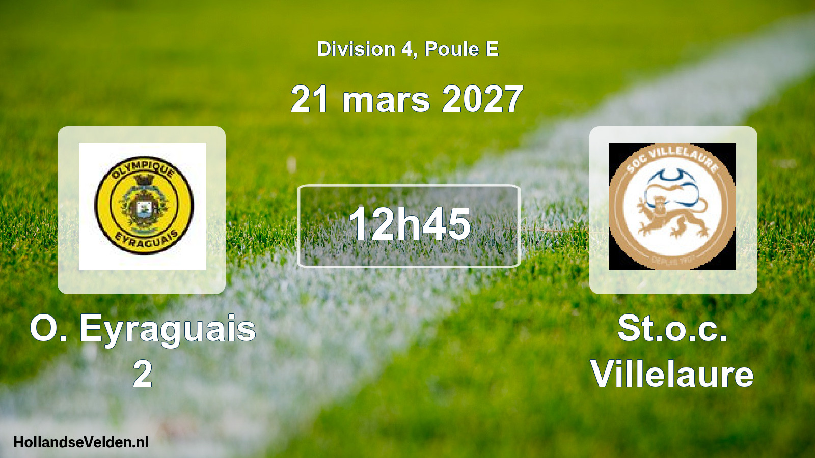 Match programmé: O. Eyraguais 2 - St.o.c. Villelaure (21 mars 2027)