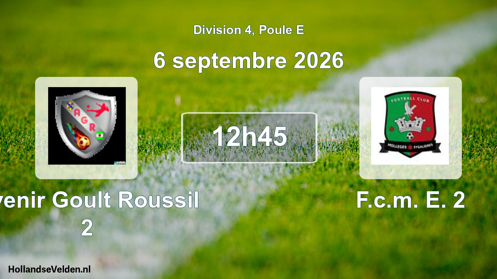 Match programmé: Avenir Goult Roussil 2 - F.c.m. E. 2 (6 septembre 2026)