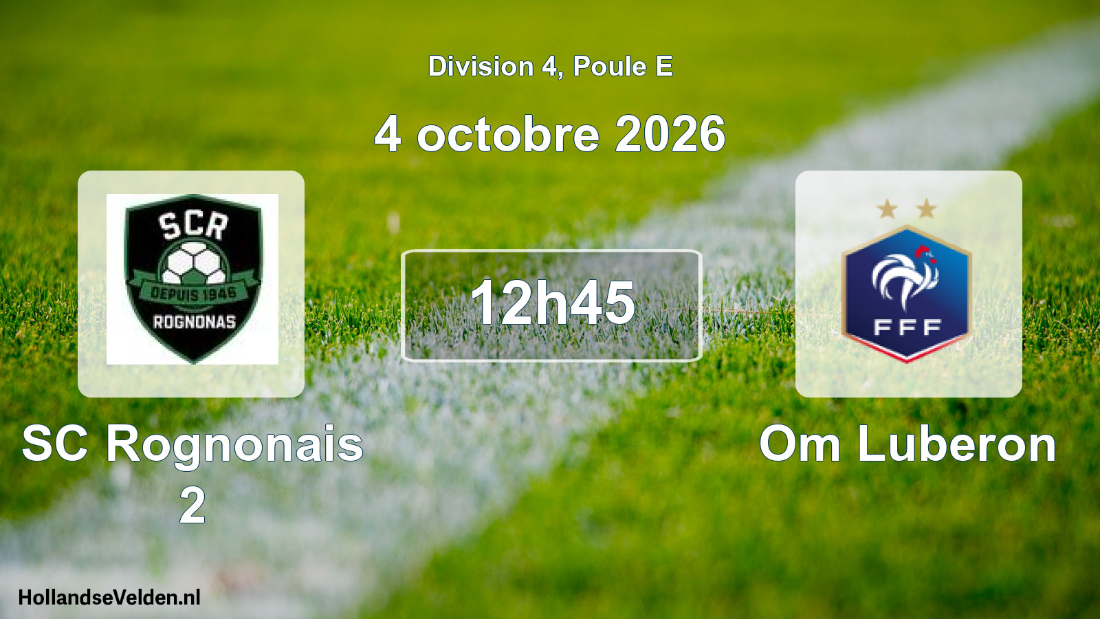 Match programmé: SC Rognonais 2 - Om Luberon (4 octobre 2026)