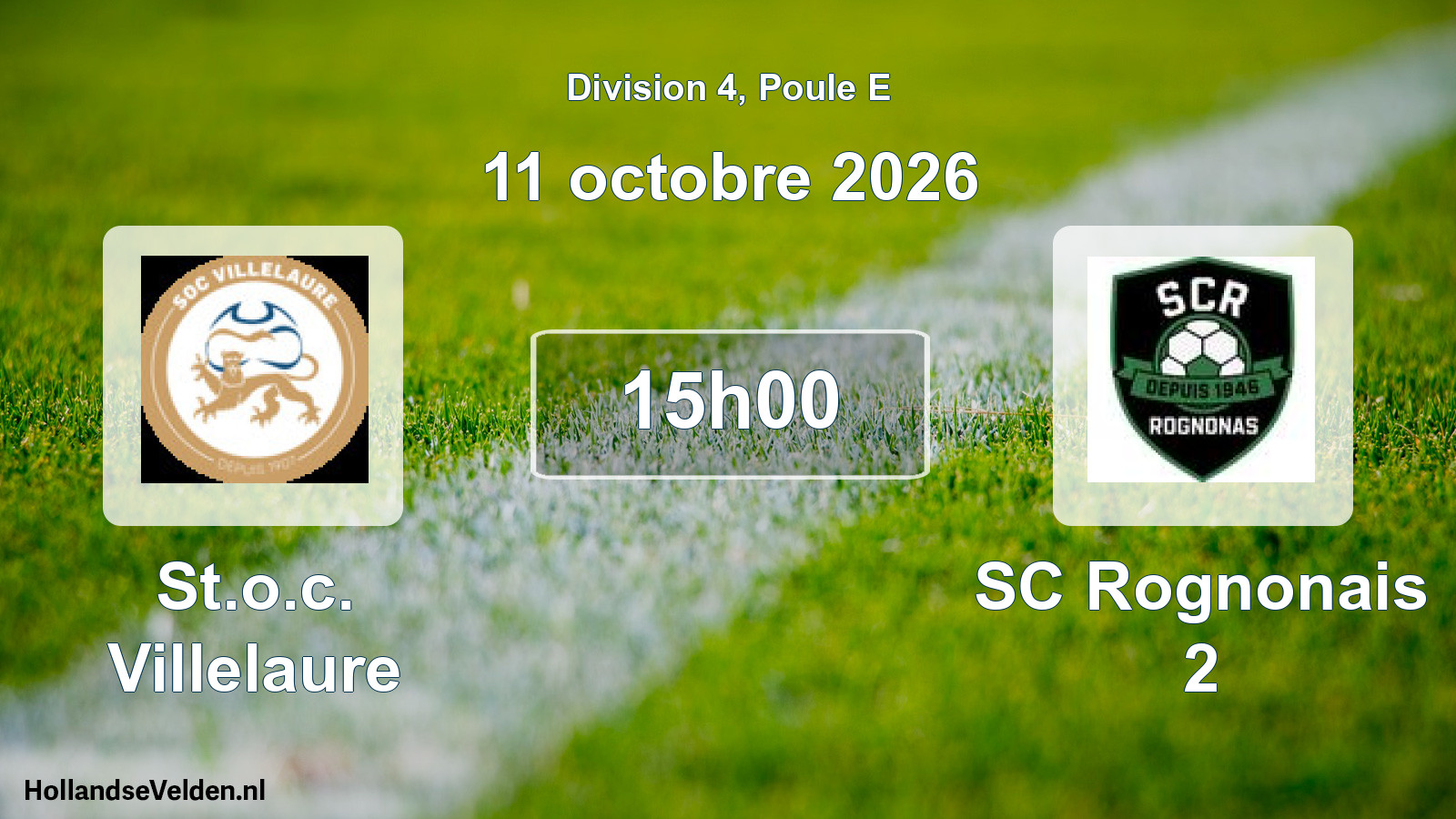 Scheduled Match: St.o.c. Villelaure - SC Rognonais 2 (11 October 2026)