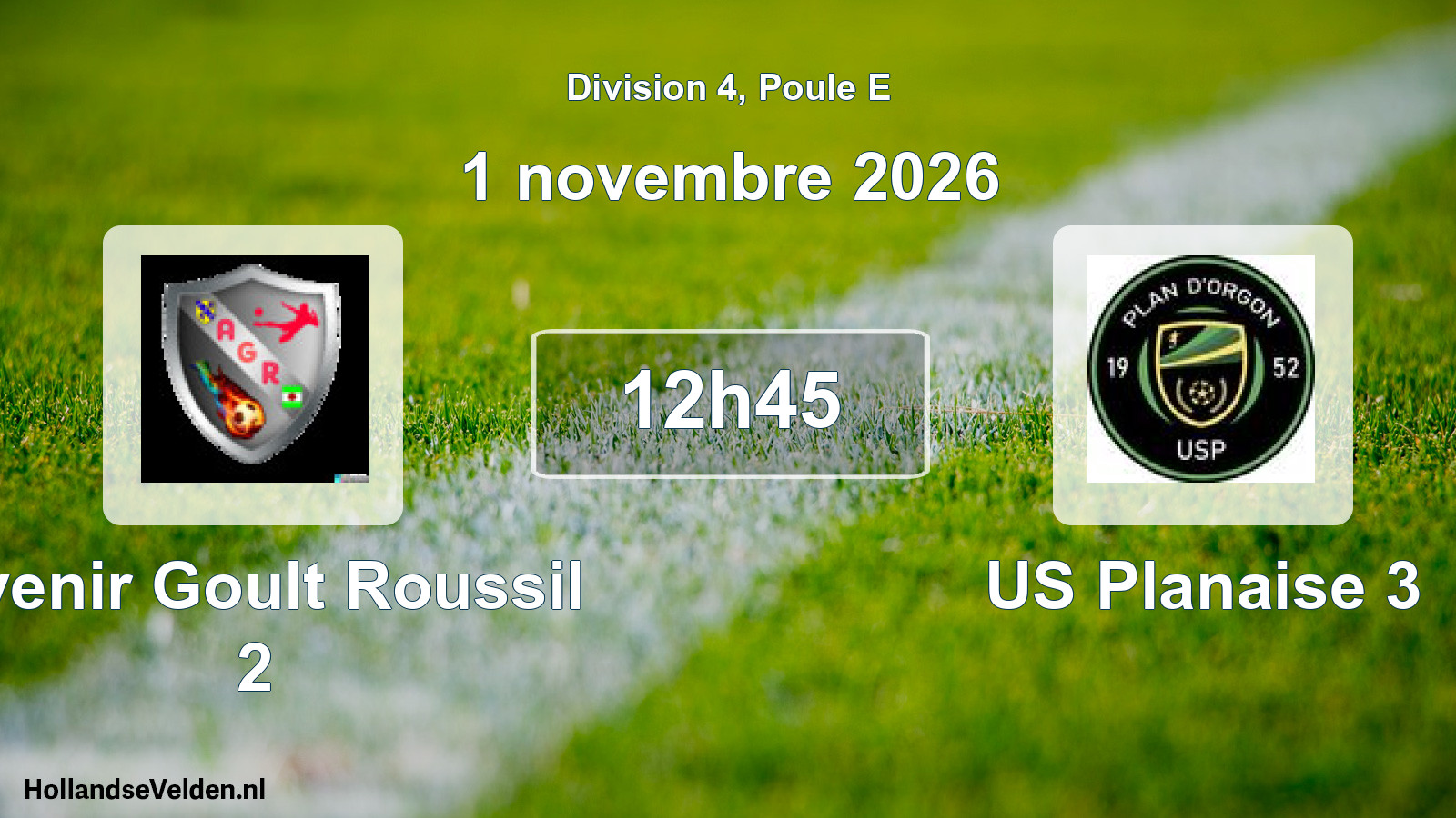 Match programmé: Avenir Goult Roussil 2 - US Planaise 3 (1 novembre 2026)