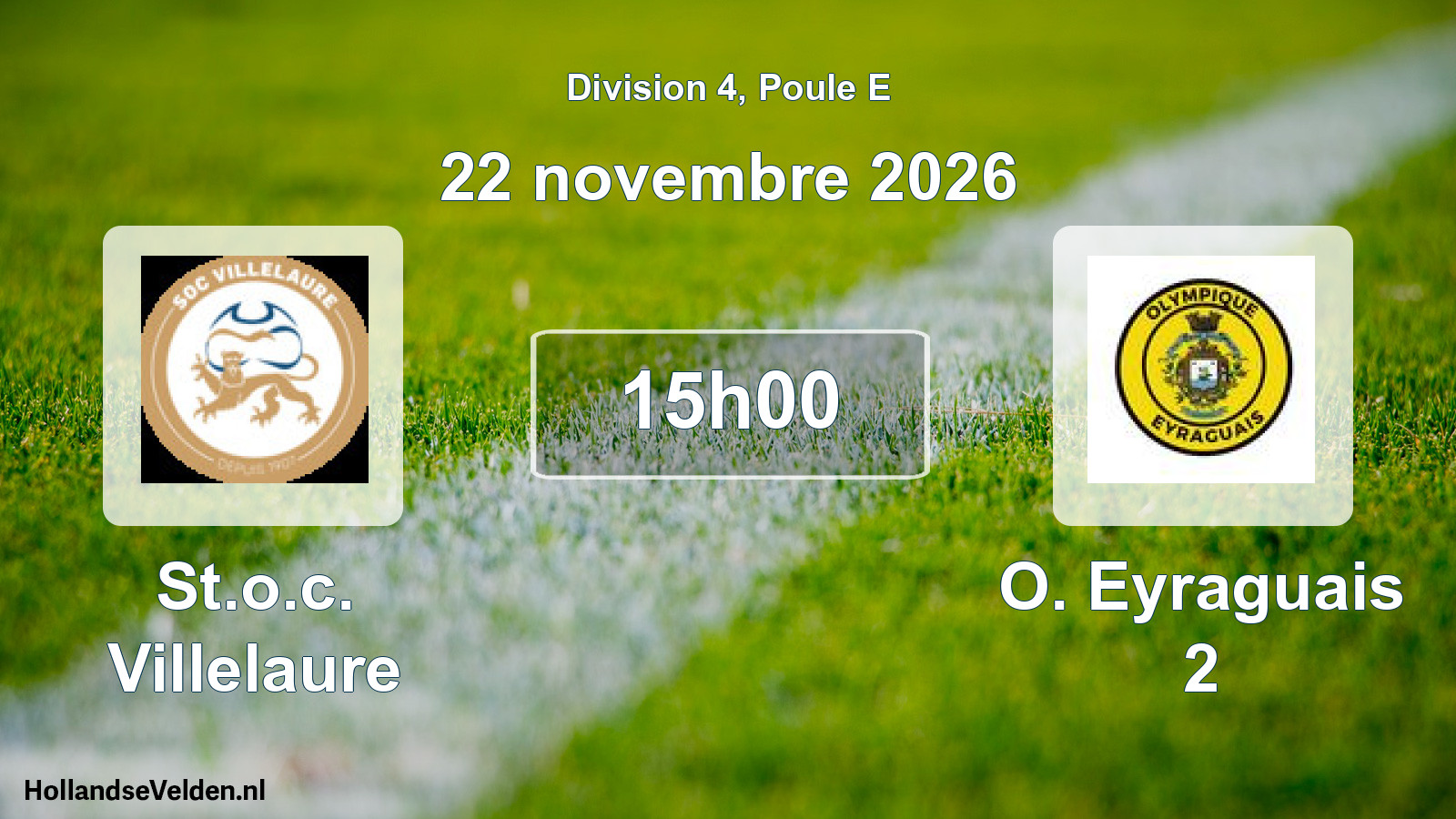 Match programmé: St.o.c. Villelaure - O. Eyraguais 2 (22 novembre 2026)