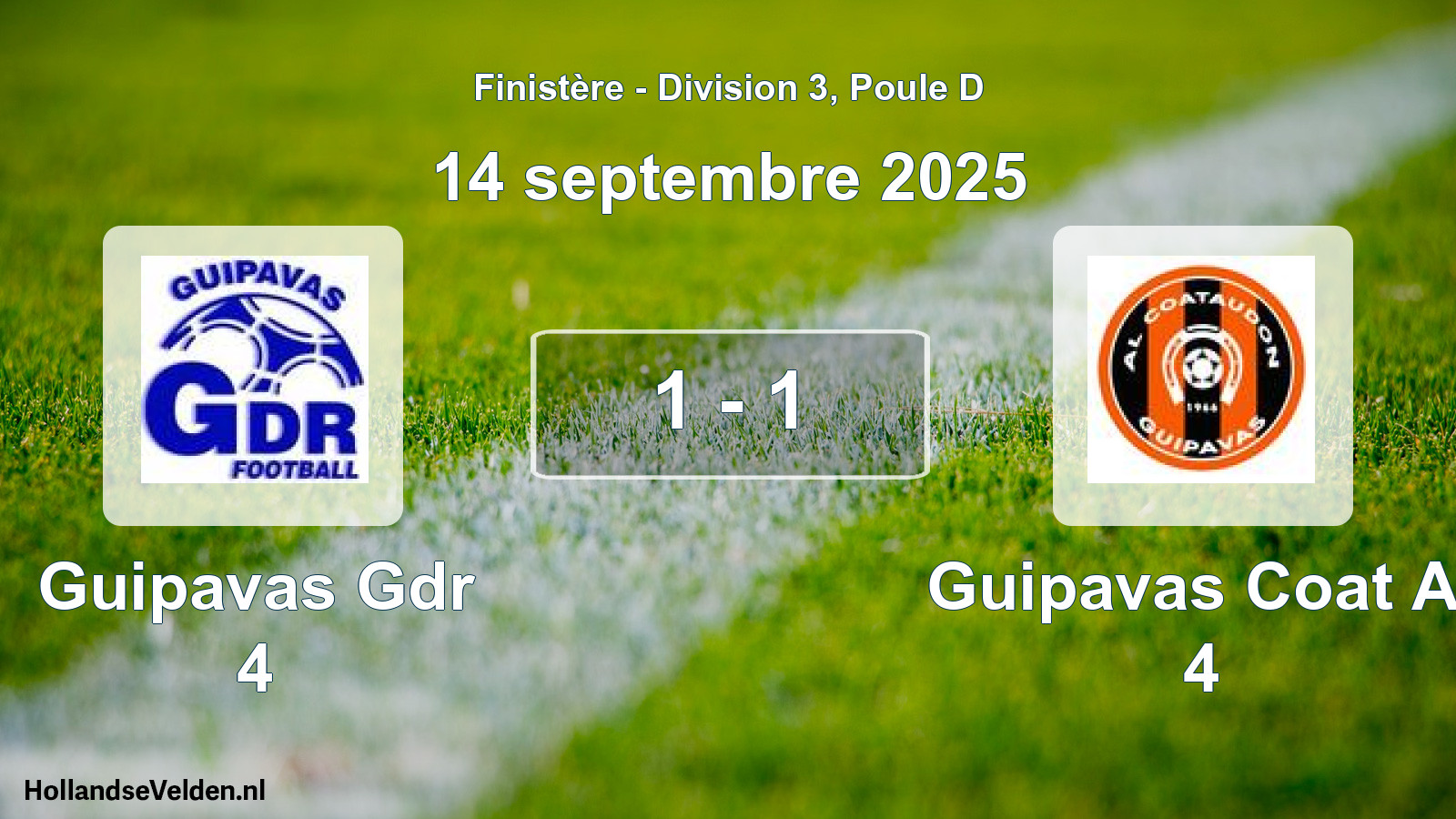 Gespeelde wedstrijd: Guipavas Gdr 4 - Guipavas Coat Al 4 1 - 1 (14 septembre 2025)