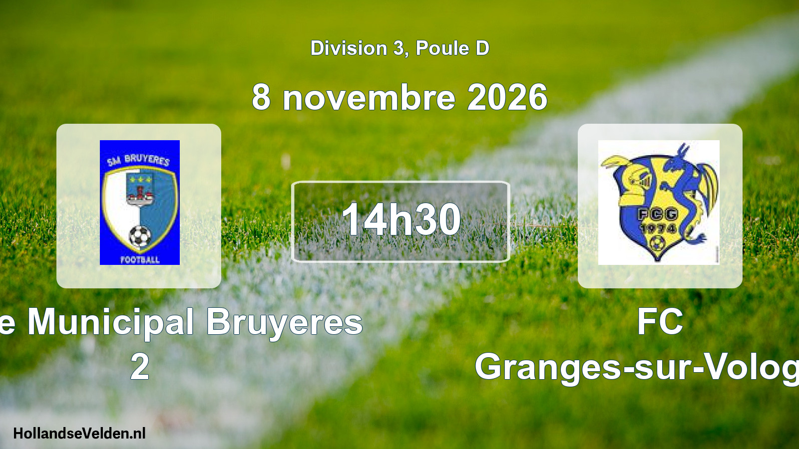 Match programmé: Stade Municipal Bruyeres 2 - FC Granges-sur-Vologne (8 novembre 2026)