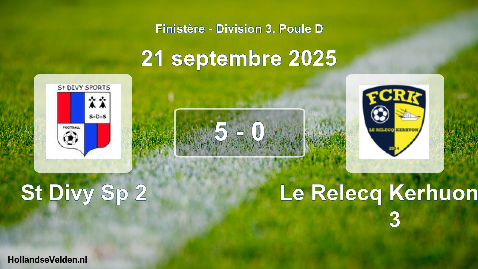 Gespeelde wedstrijd: St Divy Sp 2 - Le Relecq Kerhuon Fc 3 5 - 0 (21 september 2025)