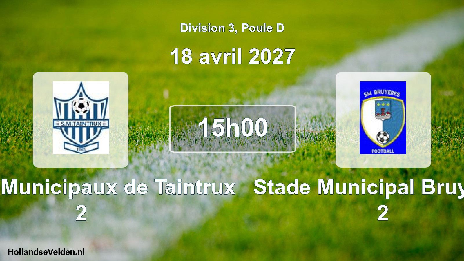 Match programmé: Sports Municipaux de Taintrux 2 - Stade Municipal Bruyeres 2 (18 avril 2027)