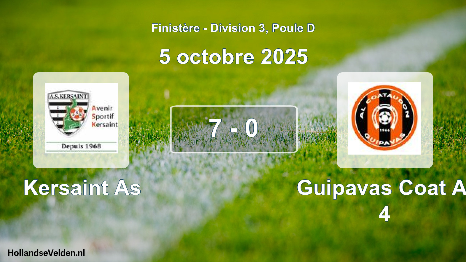 Total number of matches played: Kersaint As - Guipavas Coat Al 4 7 - 0 (5 October 2025)
