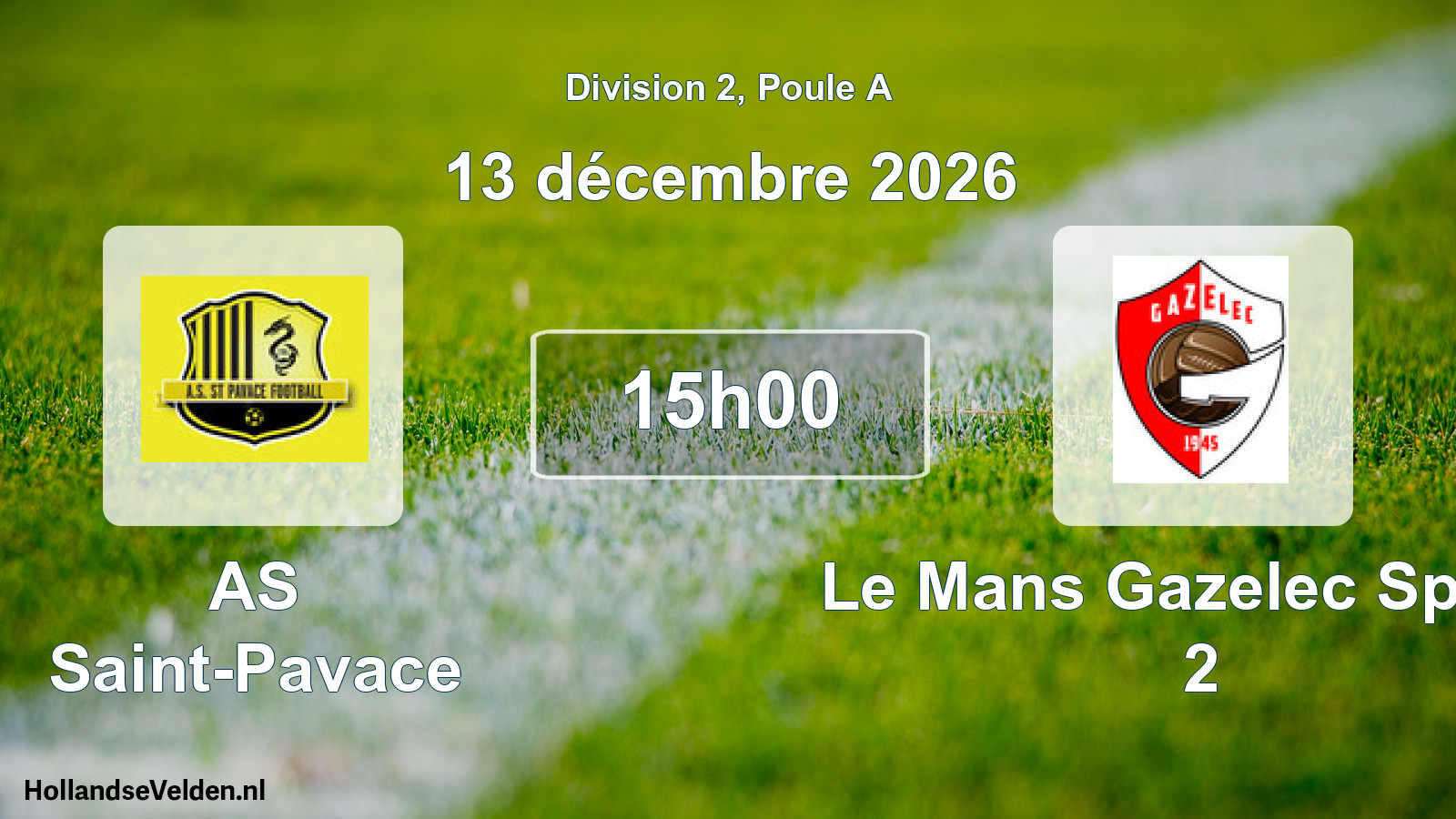 Scheduled Match: AS Saint-Pavace - Le Mans Gazelec Sports 2 (13 December 2026)