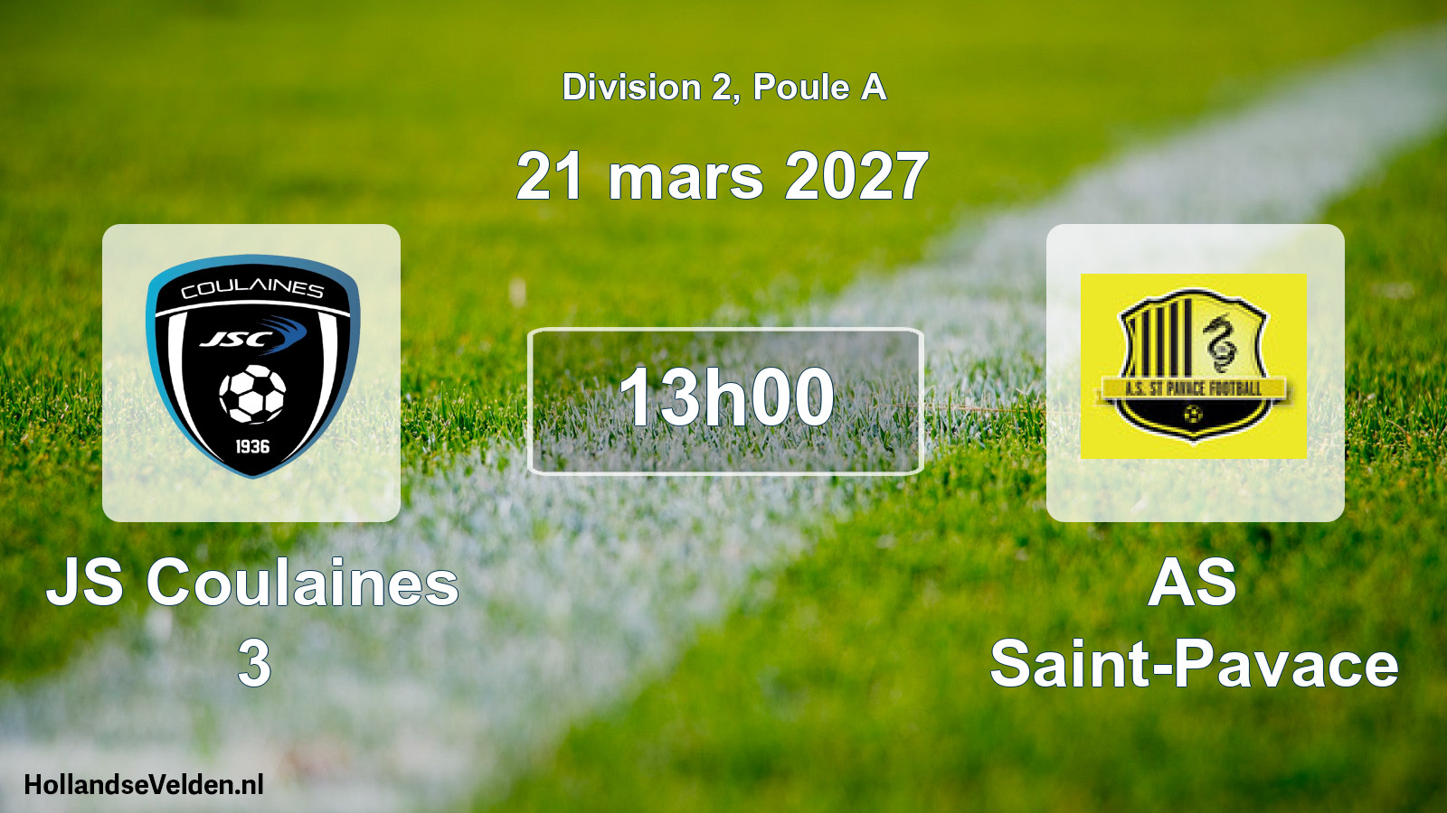 Match programmé: JS Coulaines 3 - AS Saint-Pavace (21 mars 2027)