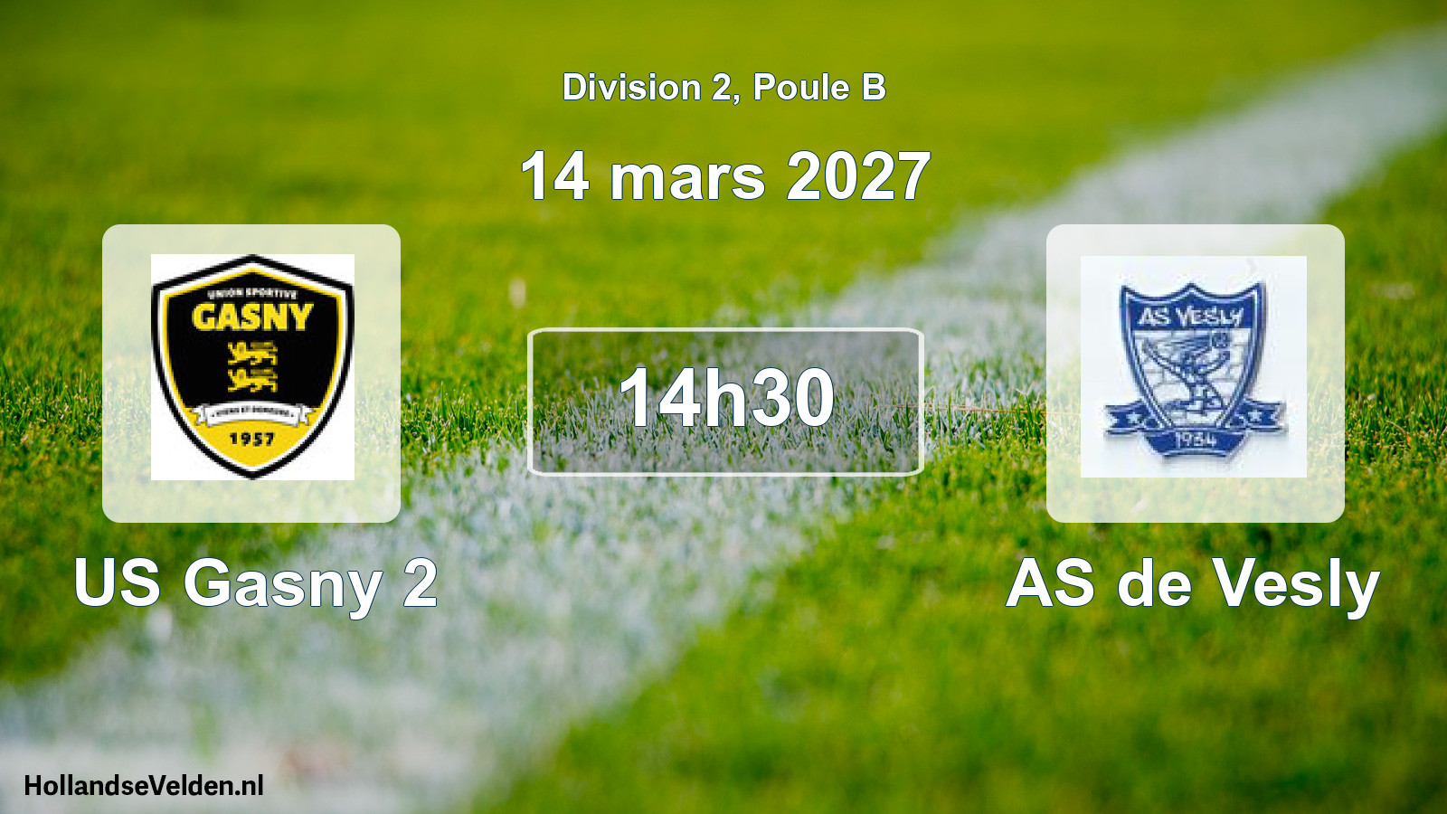 Match programmé: US Gasny 2 - AS de Vesly (14 mars 2027)