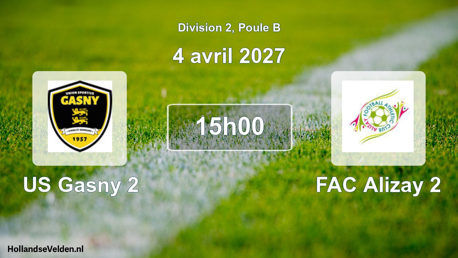 Match programmé: US Gasny 2 - FAC Alizay 2 (4 avril 2027)