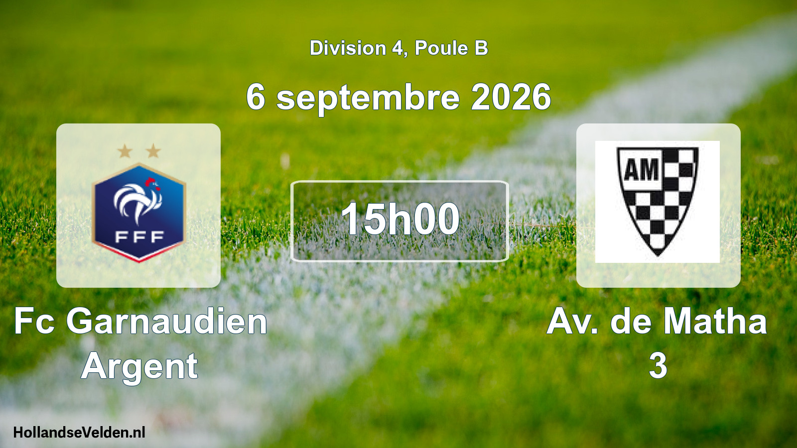 Match programmé: Fc Garnaudien Argent - Av. de Matha 3 (6 septembre 2026)