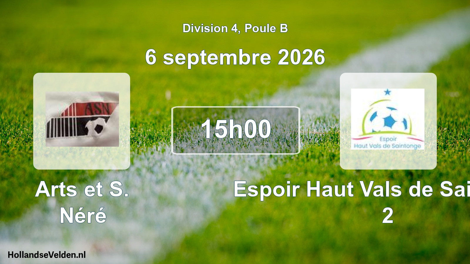 Match programmé: Arts et S. Néré - Espoir Haut Vals de Saintonge 2 (6 septembre 2026)