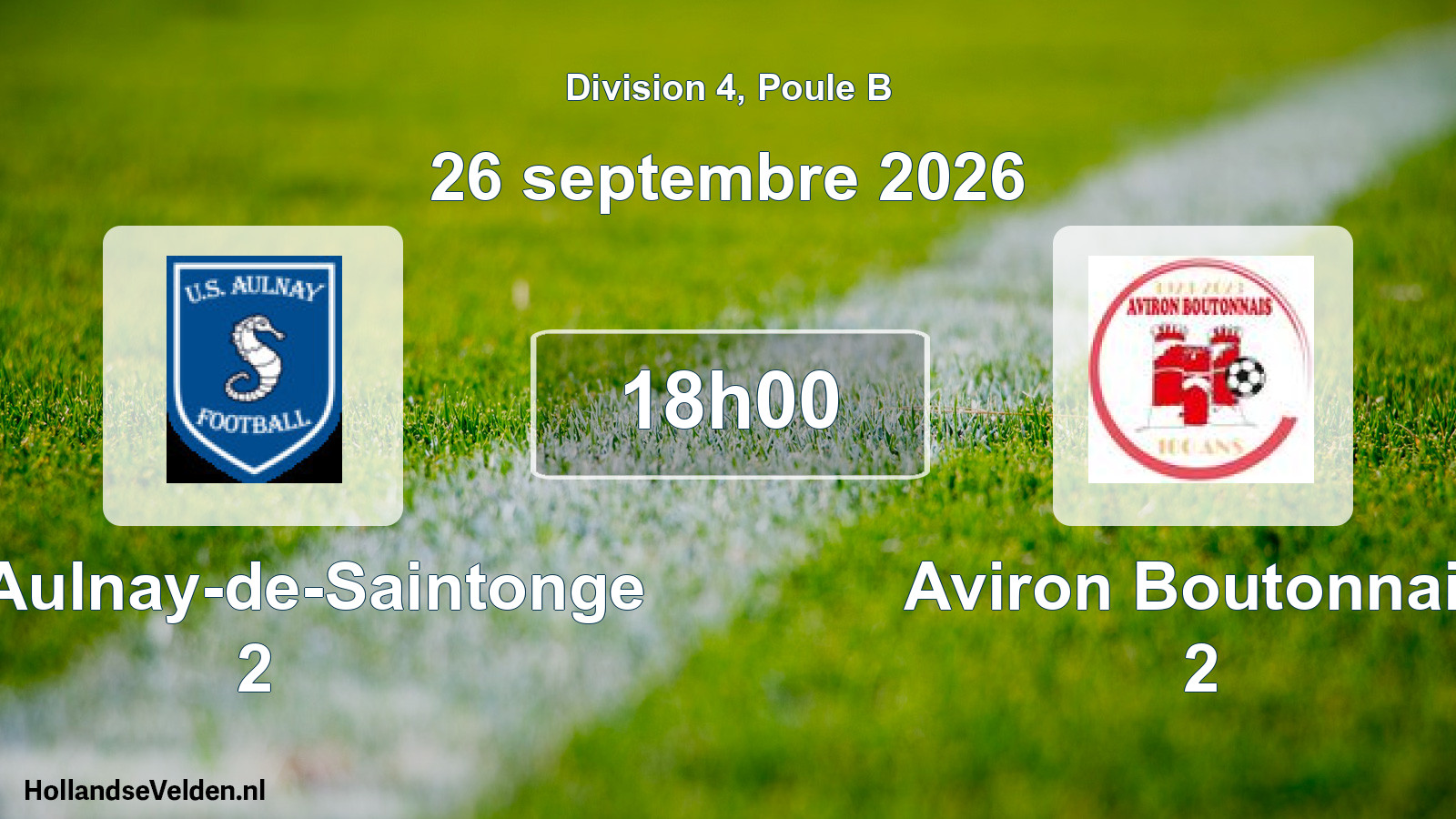 Scheduled Match: US Aulnay-de-Saintonge 2 - Aviron Boutonnais 2 (26 September 2026)