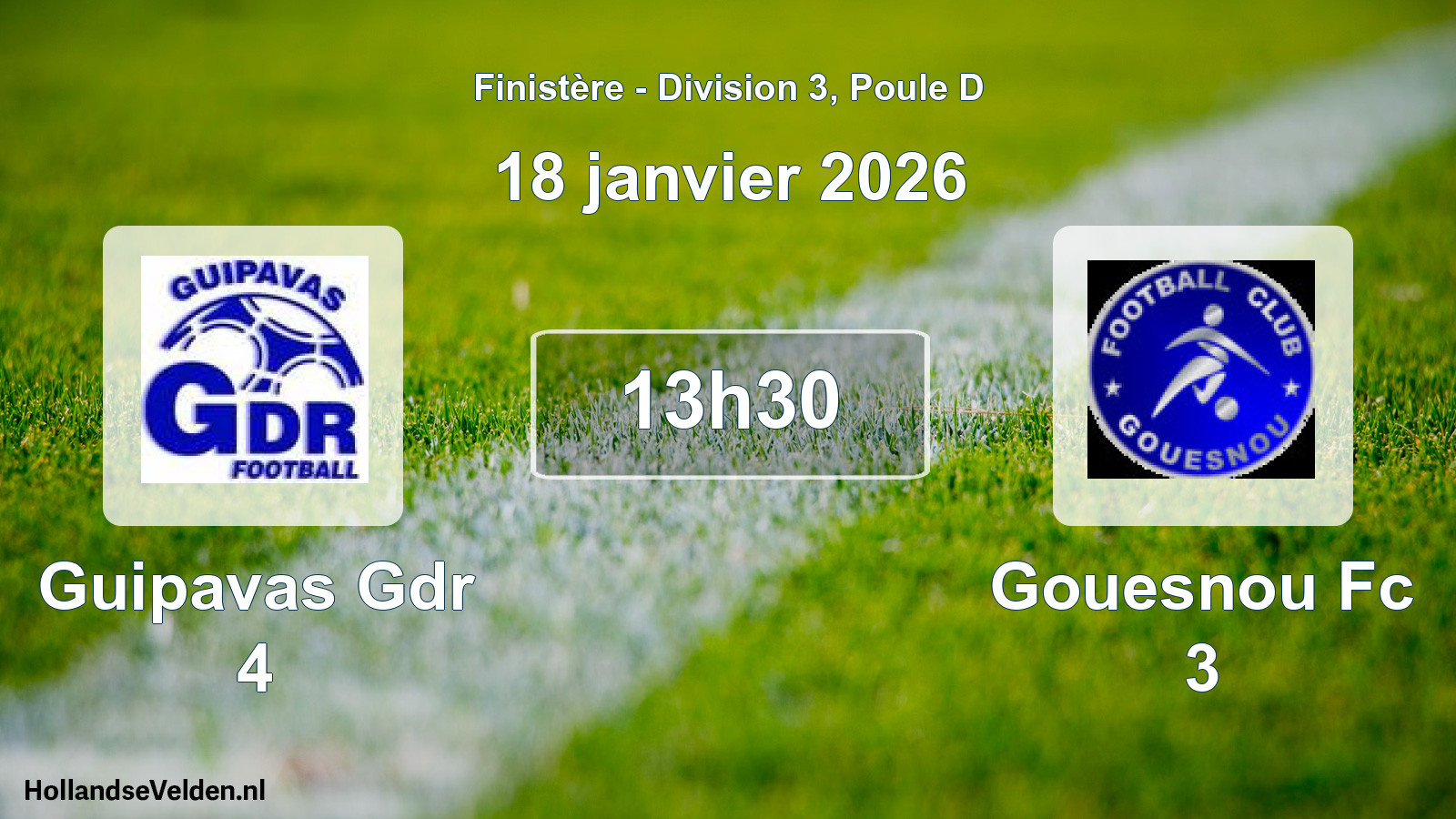 Geplande wedstrijd: Guipavas Gdr 4 - Gouesnou Fc 3 (18 janvier 2026)