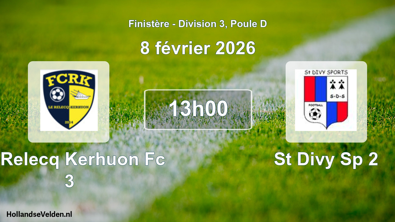 Scheduled Match: Le Relecq Kerhuon Fc 3 - St Divy Sp 2 (8 February 2026)