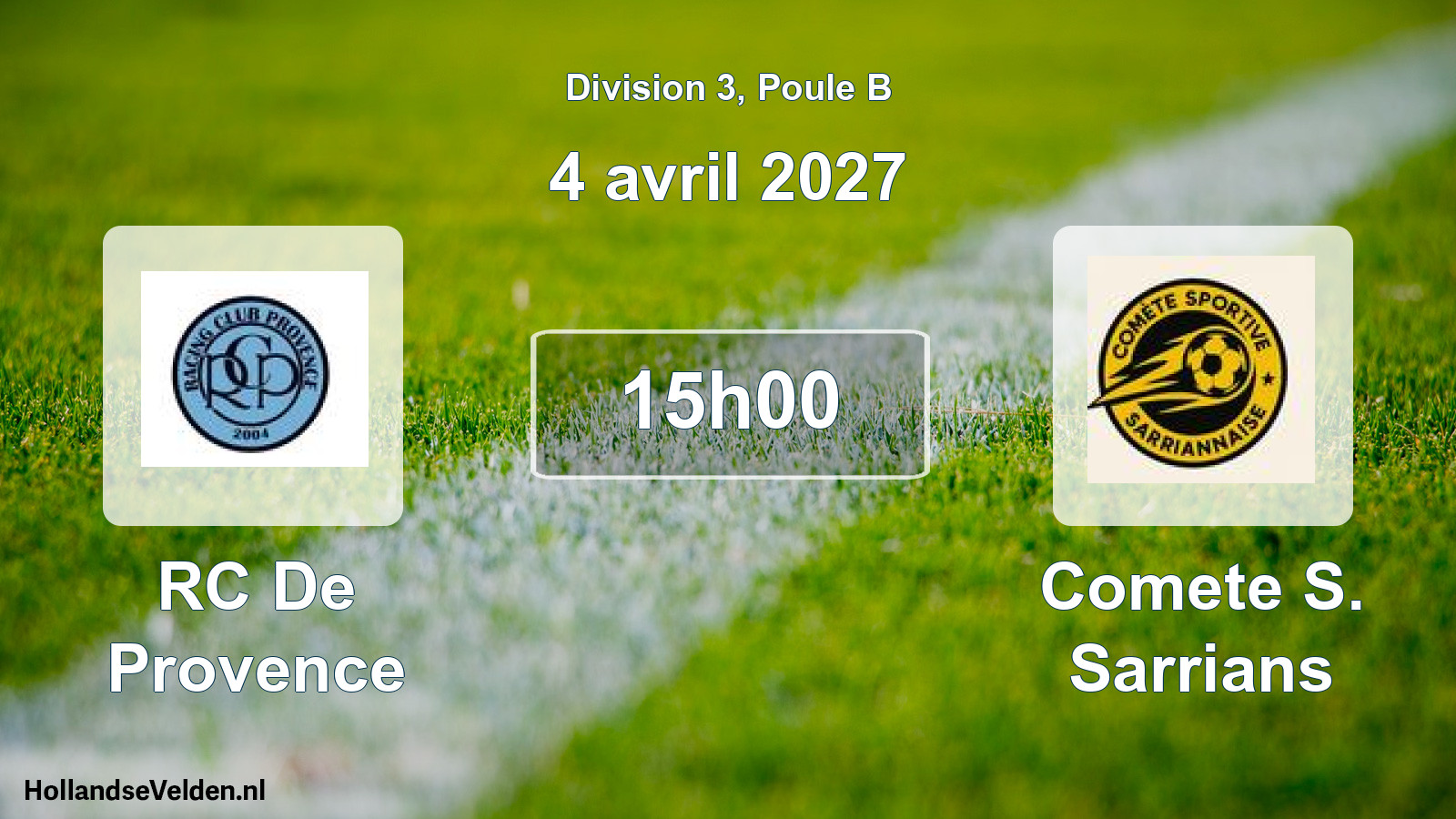 Match programmé: RC De Provence - Comete S. Sarrians (4 avril 2027)