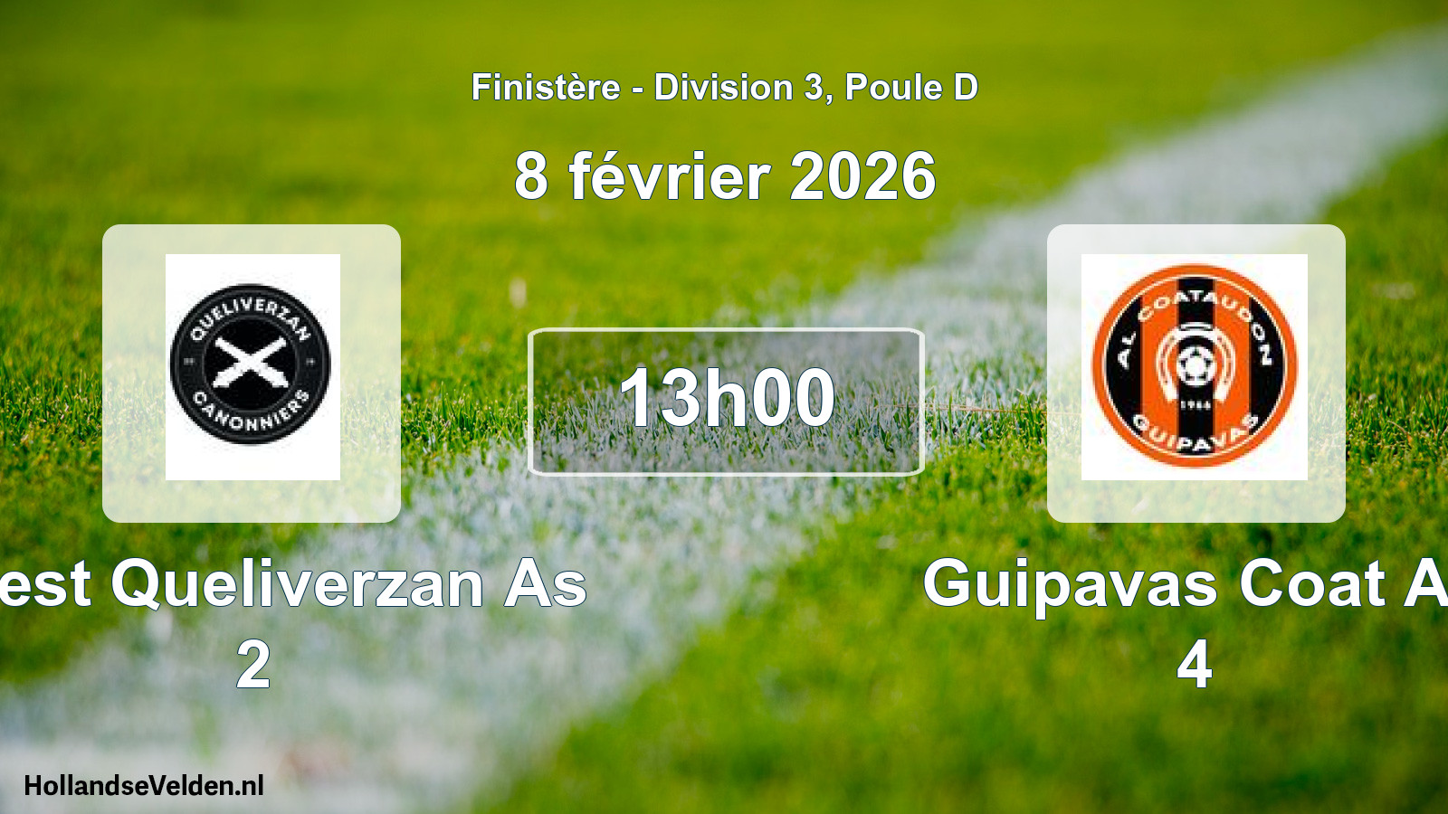 Scheduled Match: Brest Queliverzan As 2 - Guipavas Coat Al 4 (8 February 2026)