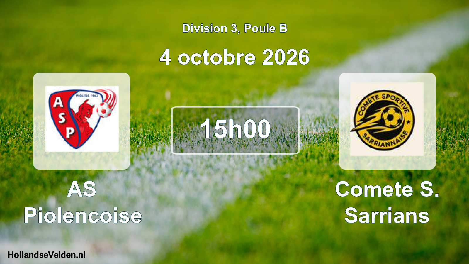Match programmé: AS Piolencoise - Comete S. Sarrians (4 octobre 2026)