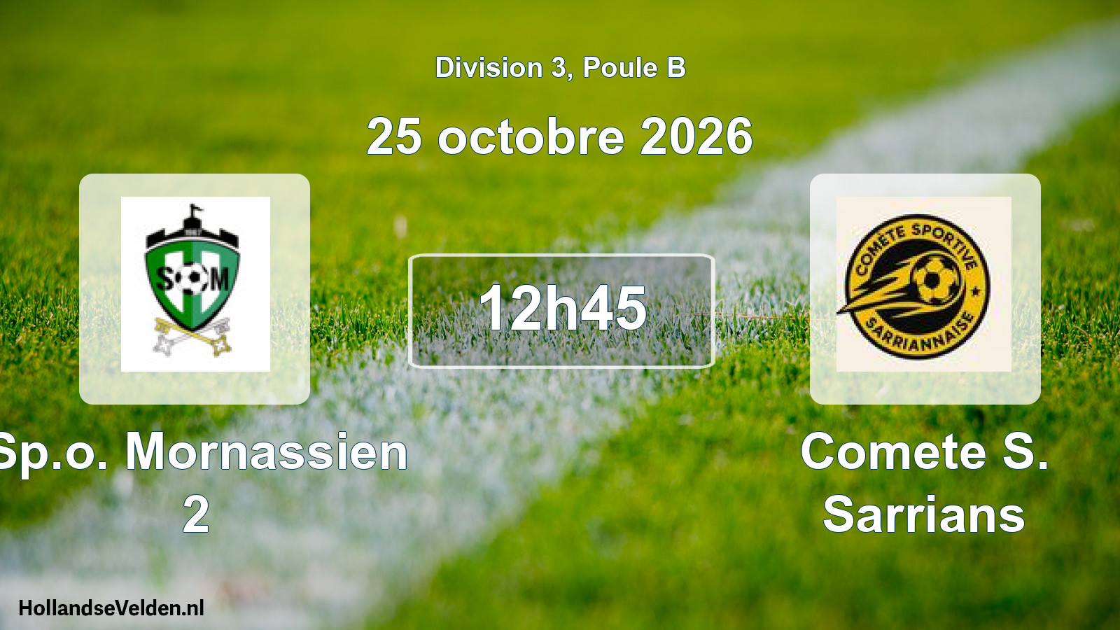 Match programmé: Sp.o. Mornassien 2 - Comete S. Sarrians (25 octobre 2026)