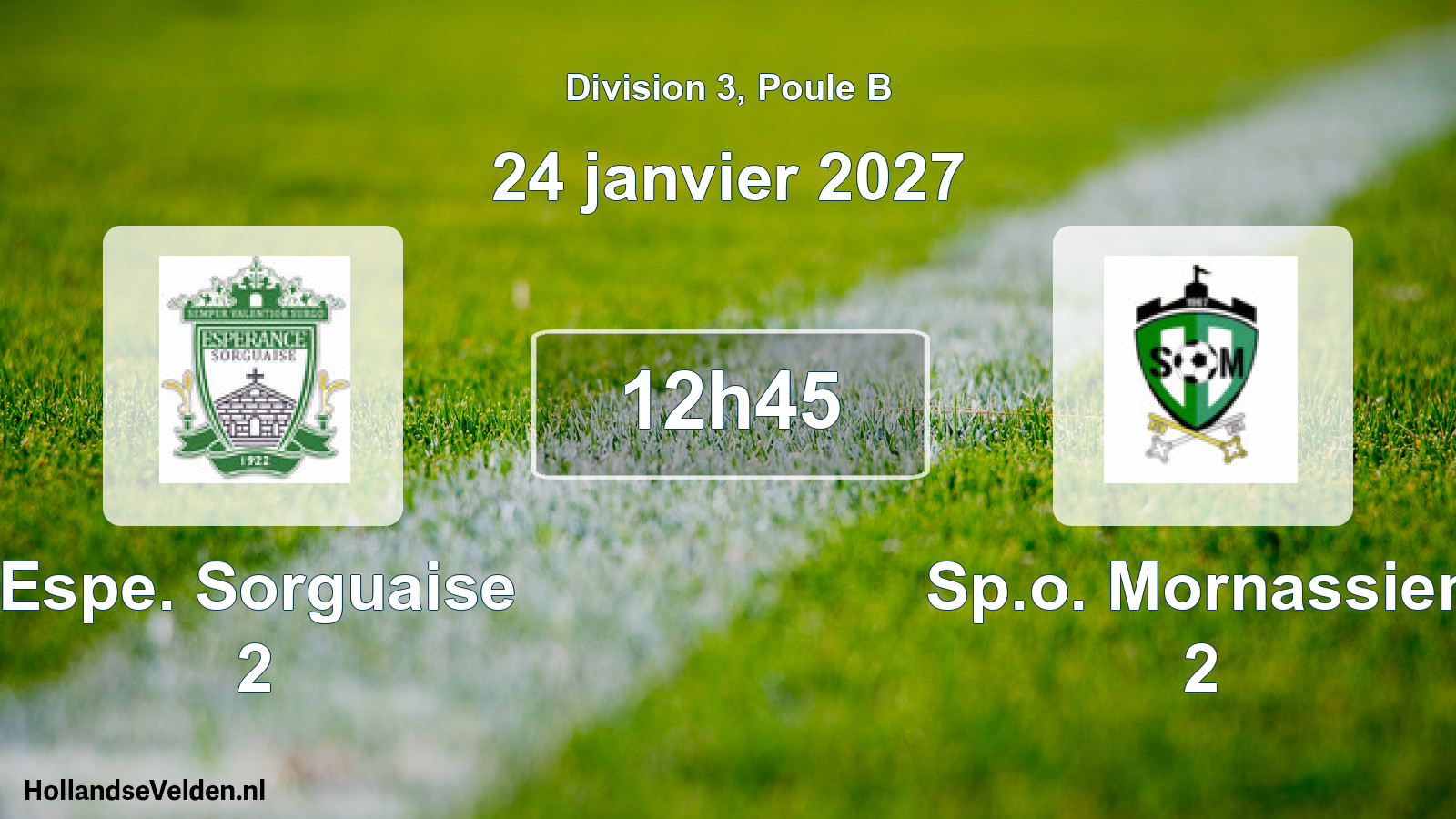Match programmé: Espe. Sorguaise 2 - Sp.o. Mornassien 2 (24 janvier 2027)