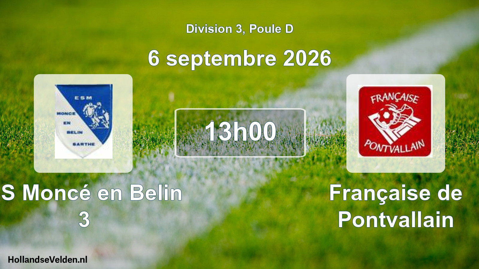 Scheduled Match: ES Moncé en Belin 3 - Française de Pontvallain (6 September 2026)