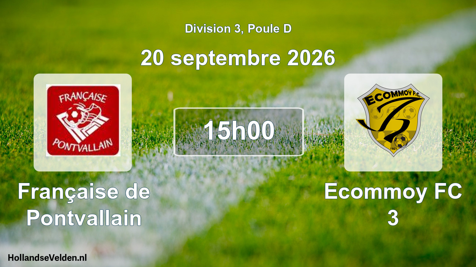 Match programmé: Française de Pontvallain - Ecommoy FC 3 (20 septembre 2026)