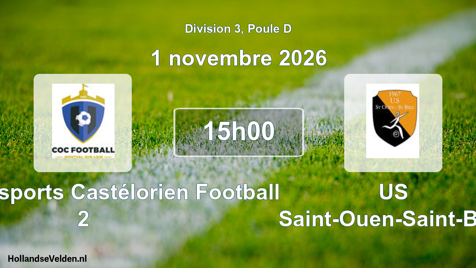 Match programmé: Club Omnisports Castélorien Football 2 - US Saint-Ouen-Saint-Biez (1 novembre 2026)