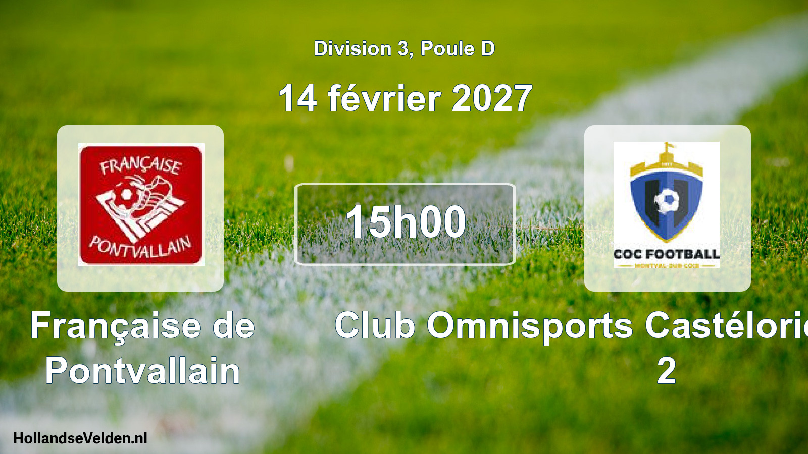 Match programmé: Française de Pontvallain - Club Omnisports Castélorien Football 2 (14 février 2027)