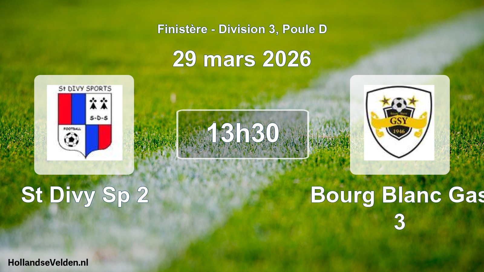 Geplande wedstrijd: St Divy Sp 2 - Bourg Blanc Gas 3 (29 mars 2026)