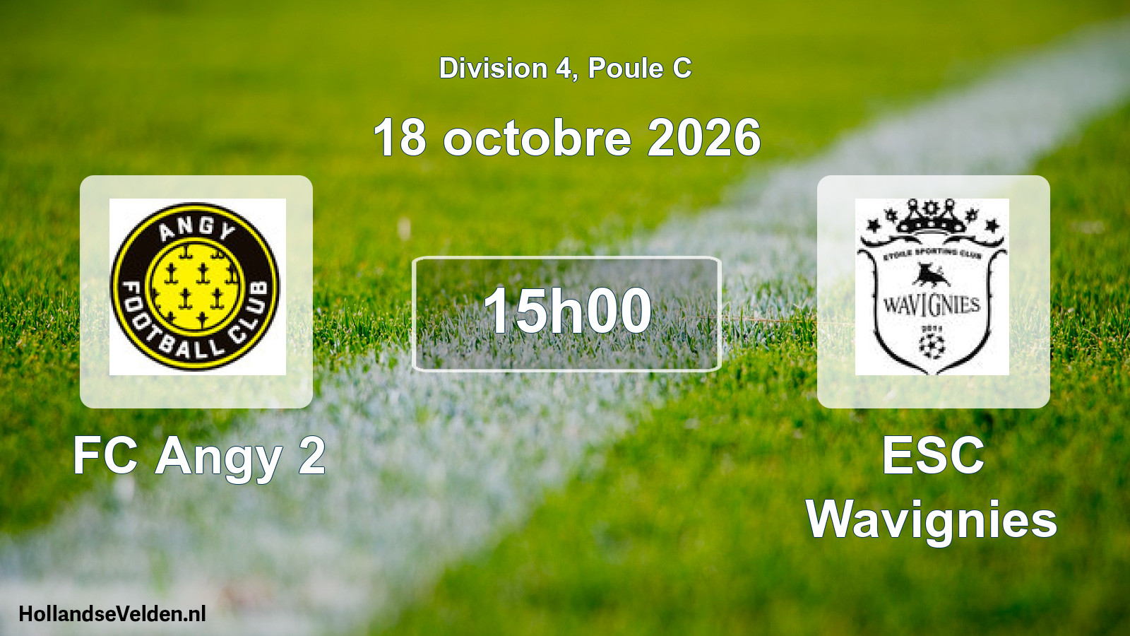 Match programmé: FC Angy 2 - ESC Wavignies (18 octobre 2026)