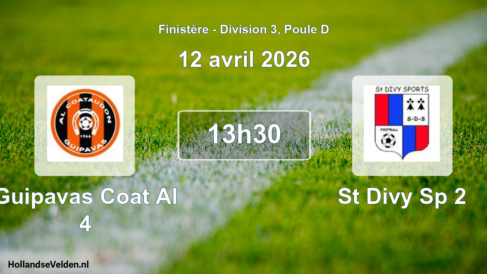 Geplande wedstrijd: Guipavas Coat Al 4 - St Divy Sp 2 (12 avril 2026)