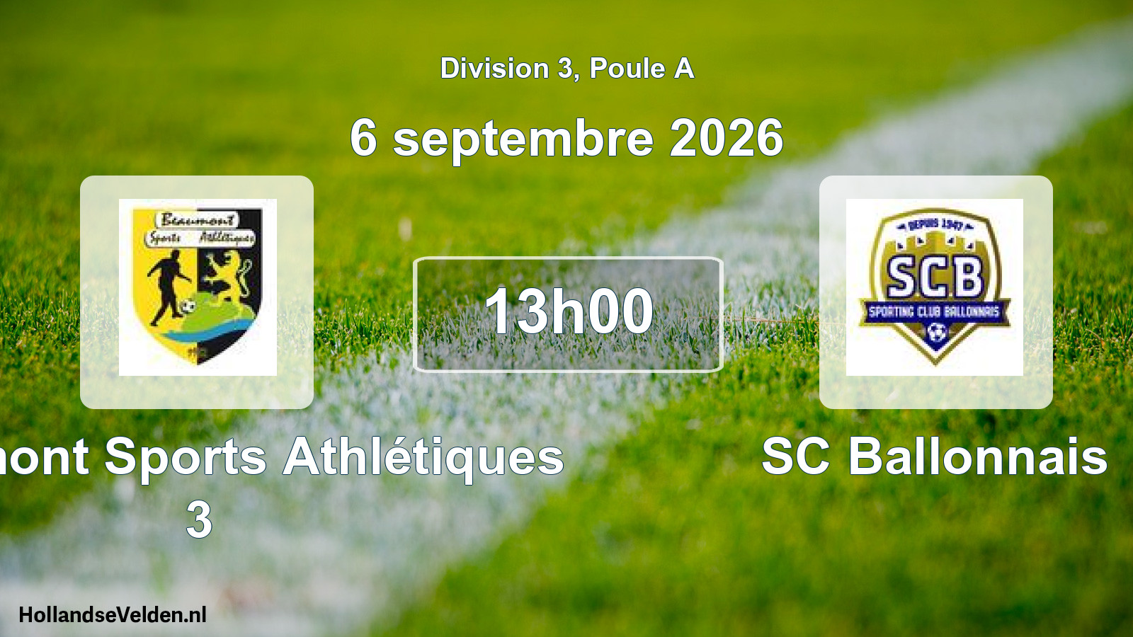 Scheduled Match: Beaumont Sports Athlétiques 3 - SC Ballonnais (6 September 2026)